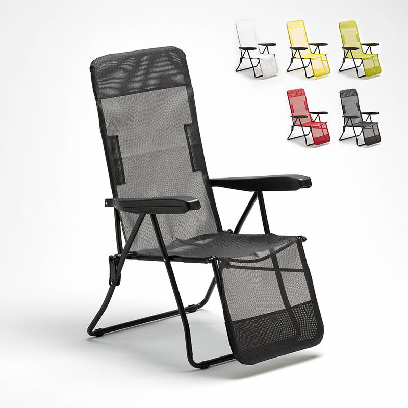 Beach And Garden Design - Chaise longue de plage et de jardin avec accoudoirs en acier Relax Couleur: Noir