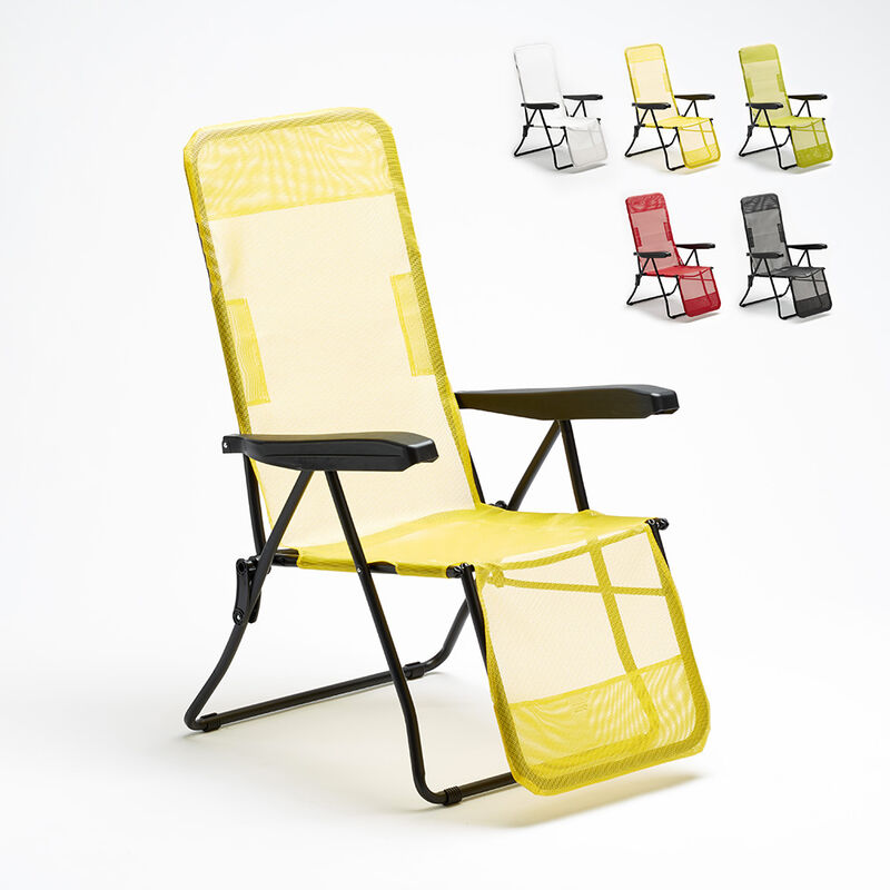 Beach And Garden Design - Chaise longue de plage et de jardin avec accoudoirs en acier Relax Couleur: Jaune