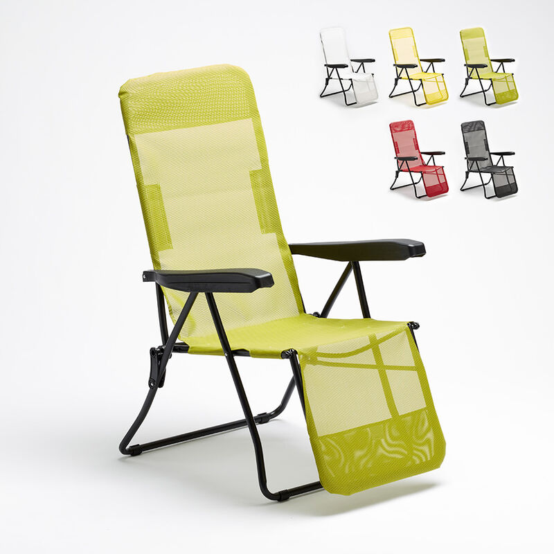 Beach And Garden Design - Chaise longue de plage et de jardin avec accoudoirs en acier Relax Couleur: Vert