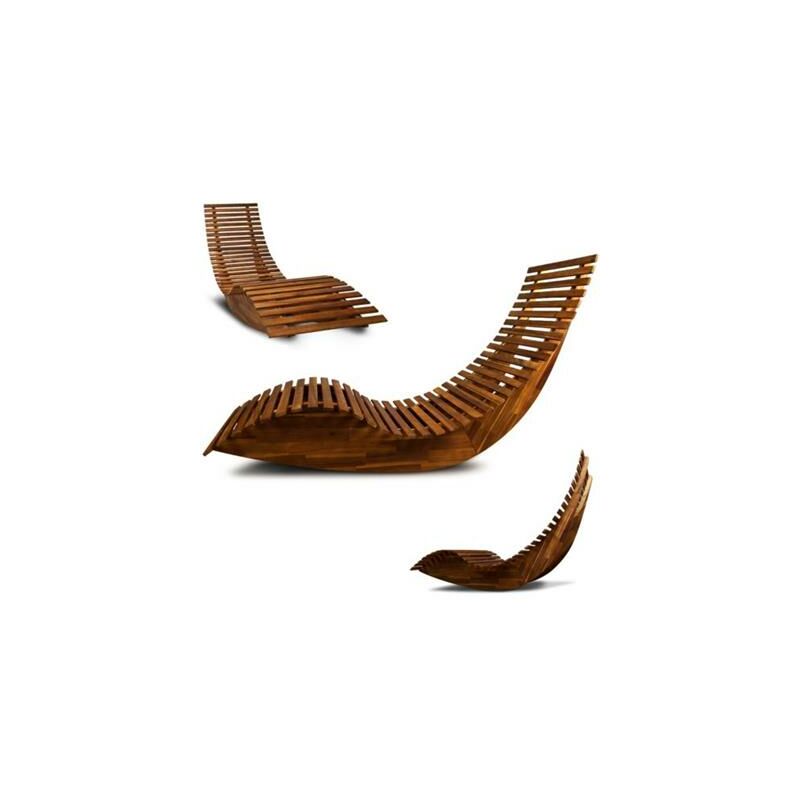 Xl Destock - Bain de soleil design vague bois exotique