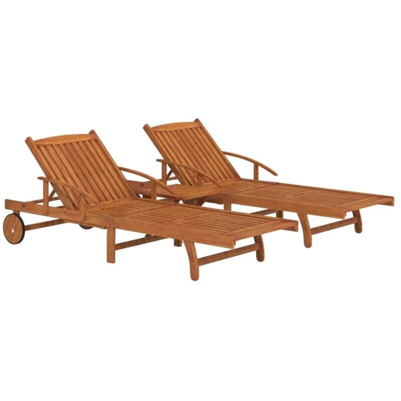 Vidaxl - Ensemble de chaises longues lot de 2 table Bois acacia massif