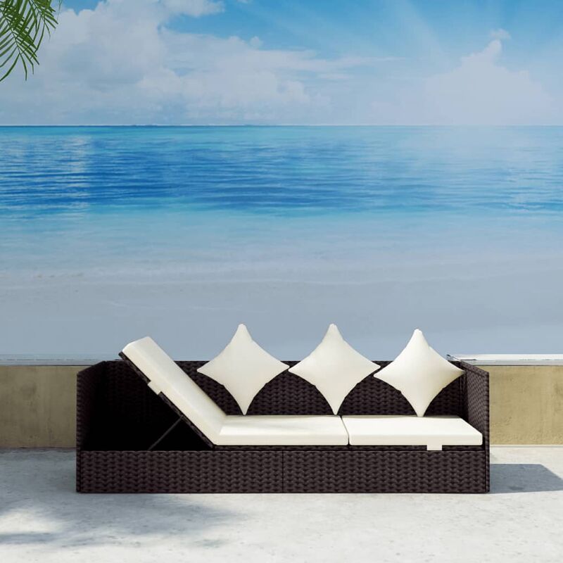 Vidaxl - Canapé d'extérieur et coussin et oreiller Résine tressée Marron