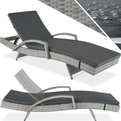 Tectake – Transat en rotin réglable 5 positions – Cadre aluminium léger – Dimensions 190 x 71 x 34-74,5 cm – Matelas épais 5 cm