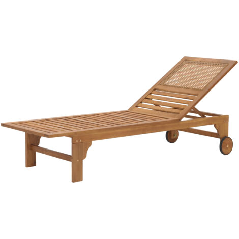 Bain de soleil HWC-N48, Chaise longue de jardin, bois massif d'acacia certifié MVG