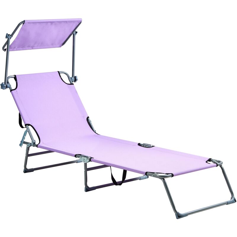 Beliani - Bain de Soleil Inclinable et Pliant avec Auvent en Polyester et Acier Violet Foligno