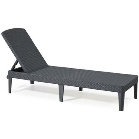 Bain de soleil Jaipur en re'sine antichoc effet polirattan graphite 187x58x29 cm re'glable pour jardin mer piscine
