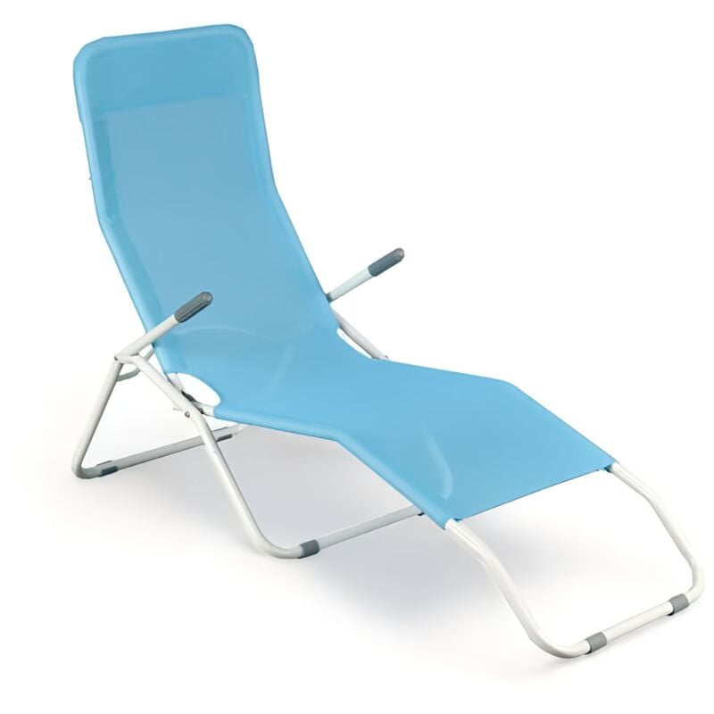 Fraschetti - Chaise Longue Pliable 63x200 cm en Acier et Textilène - Bleu