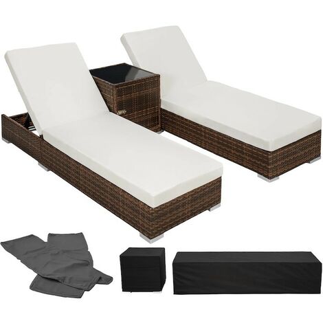 Bain de soleil MARRON duo avec multiples positions, 2 sets de housses et housse de protection noire