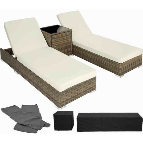 Bain de soleil MARRON NATUREL duo avec multiples positions, 2 sets de housses et housse de protection noire