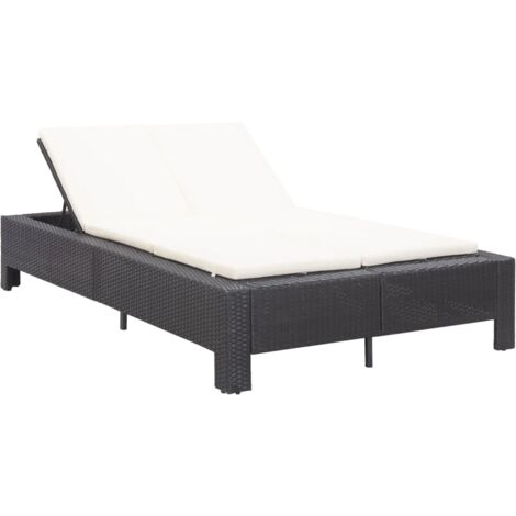 Bain de soleil Moderne - Transat - Fauteuil de jardin relax à 2 places avec coussin Noir Résine tressée Chic-110464
