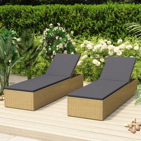 Bain de soleil Moderne - Transat - Fauteuil de jardin relax Résine tressée Marron et gris foncé Chic-965142
