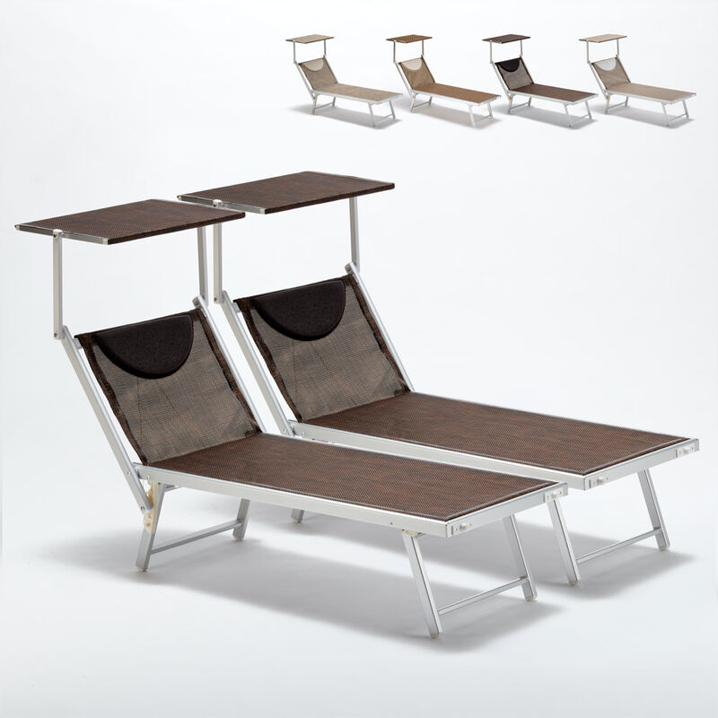 2 transats de plage bains de soleil en aluminium Santorini Limited Edition Couleur: Chocolate - Marron Santorini