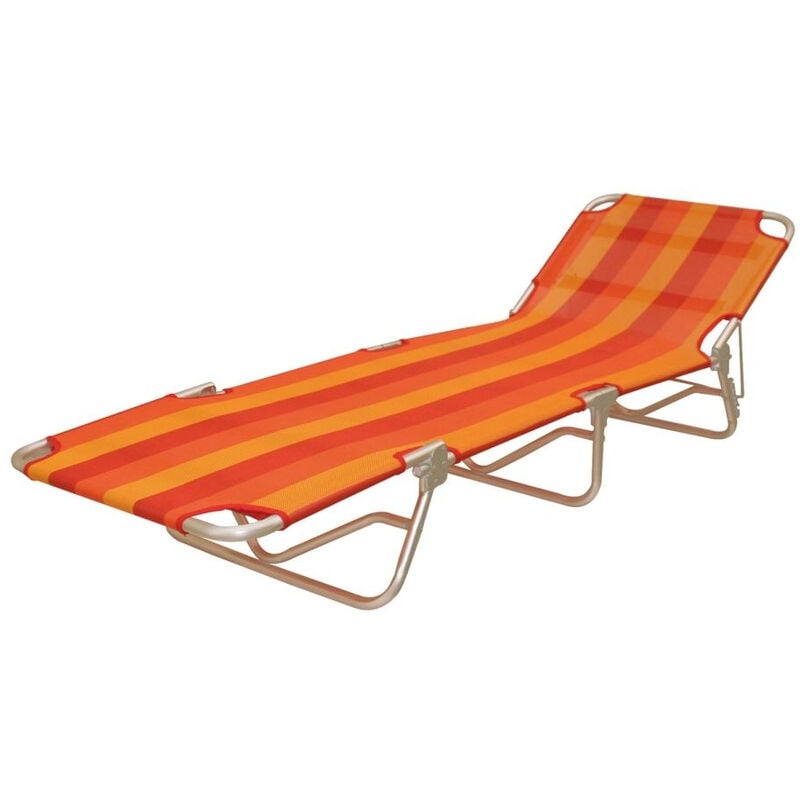 Bain de soleil pliable et portable 55 x 191cm Transat à poignée Coloris orange/jaune Structure aluminium gdlc