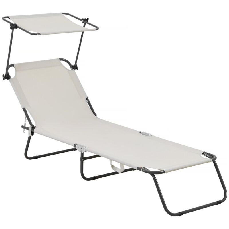 Bain de soleil pliable "Lazy" - Avec pare soleil - Beige