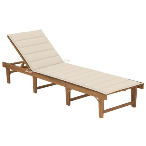 Bain de soleil pliable Moderne - Transat - Fauteuil de jardin relax - avec coussin Bois d'acacia solide Chic-909903