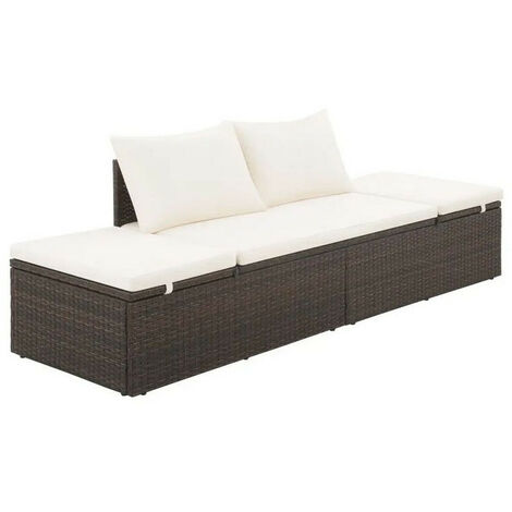 Bain de soleil réglable polyester blanc et résine marron Nasher