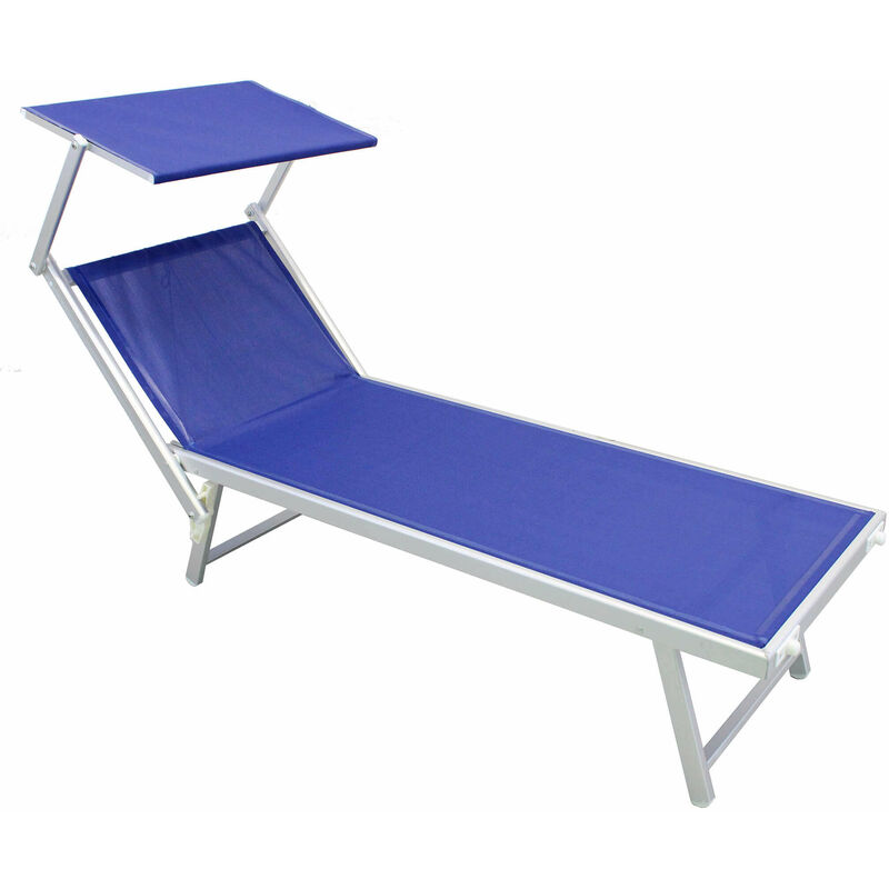 Defibrico - Lit pliant de plage en aluminium avec toit orsay Blue - Blue
