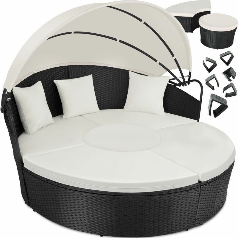 Tectake - Bain de soleil rond modulable, modèle B - noir