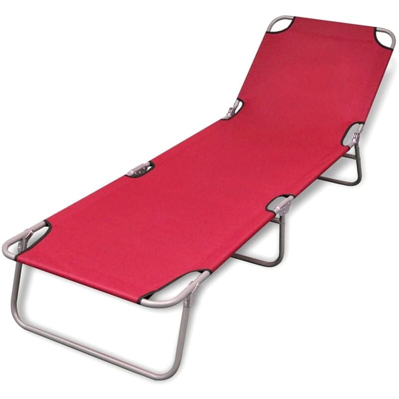 Vidaxl - Chaise longue pliable Acier enduit de poudre Rouge