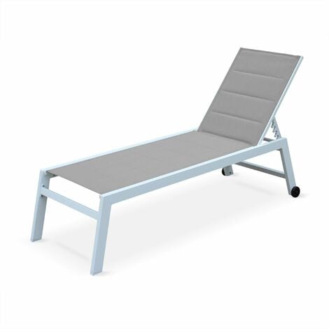 SWEEEK Bain de soleil Solis en textilène matelassé. transats 6 positions. lounge Anthracite / Gris