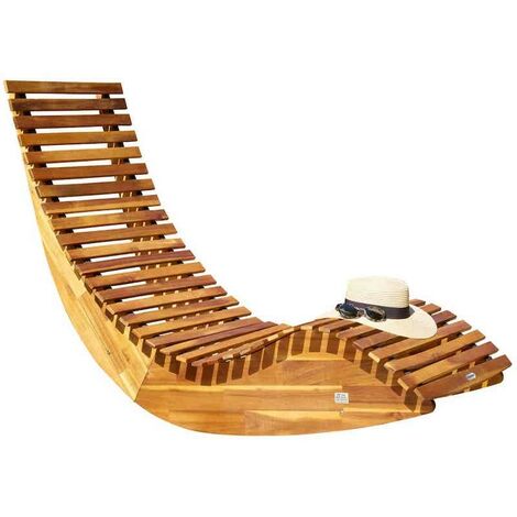 Bain de soleil transat à bascule en bois . Design et naturel