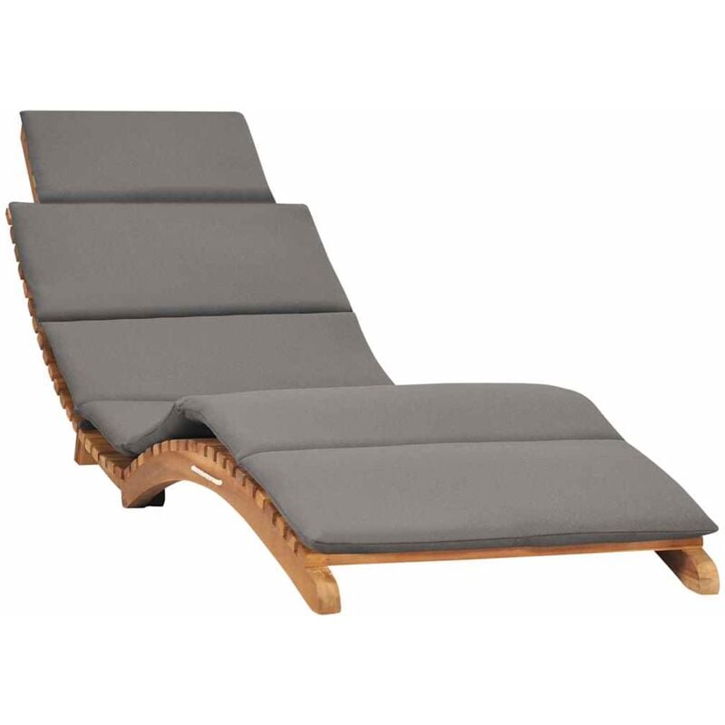 Maisonchic - Bain de soleil, Transat, Chaise longue pliable avec coussin gris foncé bois de teck togp59579 design in