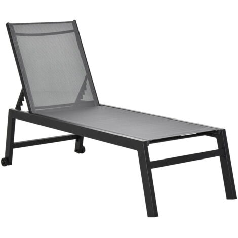 Bain de Soleil Transat de Jardin Dossier 5 Marches Aluminium Gris 169 X 65 X 102 Cm