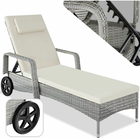 Bain de soleil aluminium Cassis 6 positions avec roulettes - chaise longue, transat bain de soleil, transat jardin