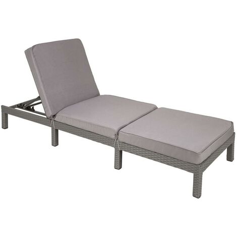 Bain de soleil transat meuble jardin 5 positions gris