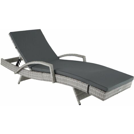 Bain de soleil transat meuble jardin 5 positions gris