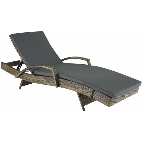 Bain de soleil transat meuble jardin 5 positions marron