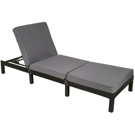 Bain de soleil transat meuble jardin 5 positions noir