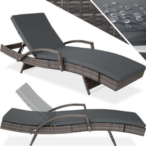 Tectake – Transat en rotin dossier réglable 5 positions – Résine tressée et cadre aluminium – Dimensions 190 x 71 x 34-74,5 cm – Poids 12 kg
