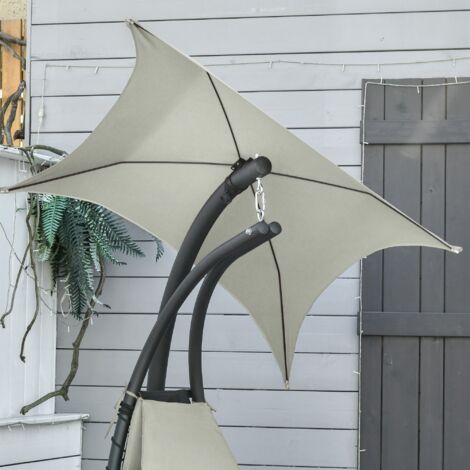 Bain De Soleil Transat Suspendu Avec Pare Soleil Et Matelas Design Contemporain 194l X 117l X 192h Cm Acier Polyester Gris Noir Gris 3662970022801