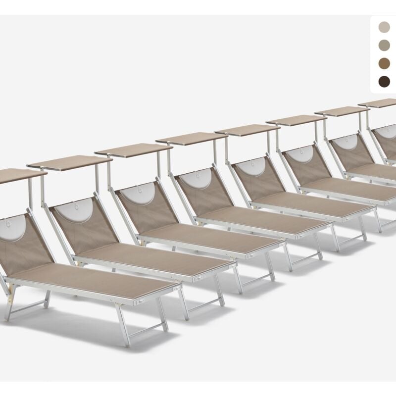 Beach And Garden Design - Bain de soleil transats piscine aluminium lits de plage Santorini Limited Edition 20 pcs | Cappuccino - Beige Santorini