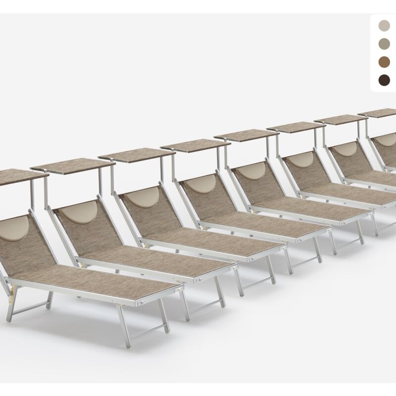 Beach And Garden Design - Bain de soleil transats piscine aluminium lits de plage Santorini Limited Edition 20 pcs | Nature - Gris Santorini
