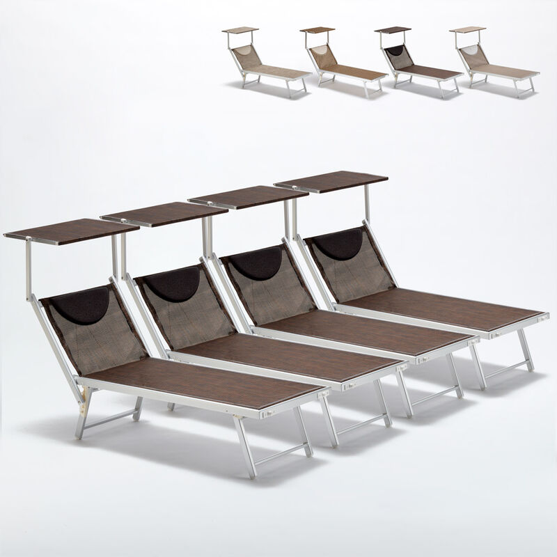 4 transats de plage bains de soleil en aluminium Santorini Limited Edition Couleur: Chocolate - Marron Santorini