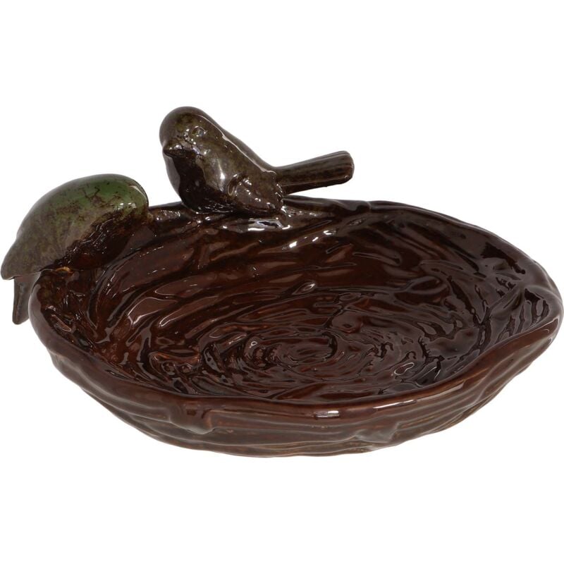 Ac-deco - Bain oiseau en grès Nature Oiseaux verts