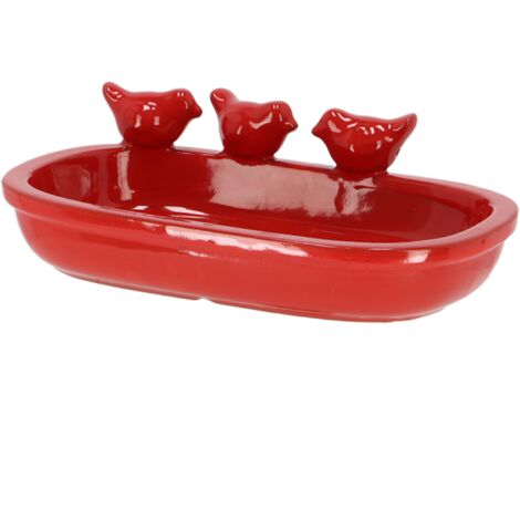 Bain d'oiseau en grès "Nature Shades" - Rouge - L 28,7 cm - Livraison gratuite