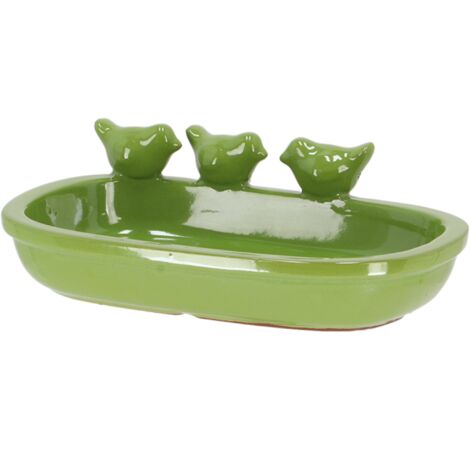 Bain d'oiseau en grès "Nature Shades" - Vert - L 28,7 cm - Livraison gratuite