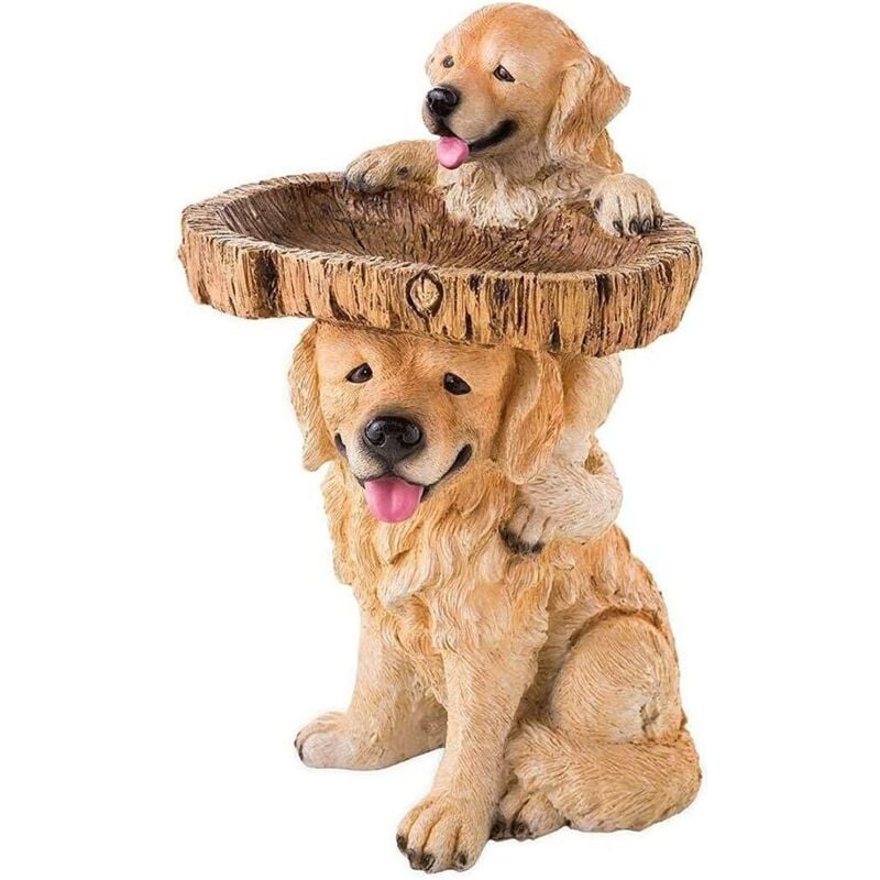 Bain d'oiseau pour Le Jardin, Statue de Bain d'oiseau en résine Ornements d'arbre de Chiot Mangeoire à Oiseaux pour la décoration de Jardin