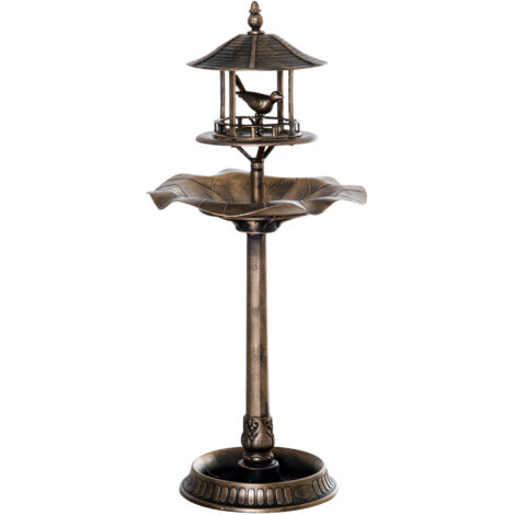Bain d'oiseaux 3-en-1 avec abreuvoir et jardinière, Ø 50 x 113 cm, polypropylène bronze antique