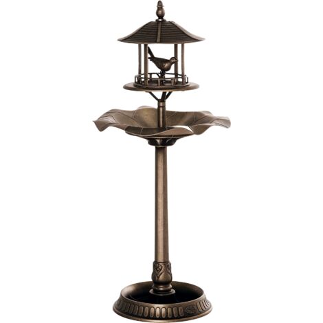 Bain d'oiseaux Abreuvoir pour Oiseaux jardinière 3 en 1 dim. Ø 50 x 113H cm polypropylène bronze antique