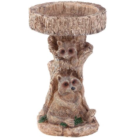 Bain d'oiseaux en résine représentant un raton laveur, mangeoire antique pour oiseaux de jardin, sculpture d'animaux décorative pour l'extérieur, ornement pour la maison
