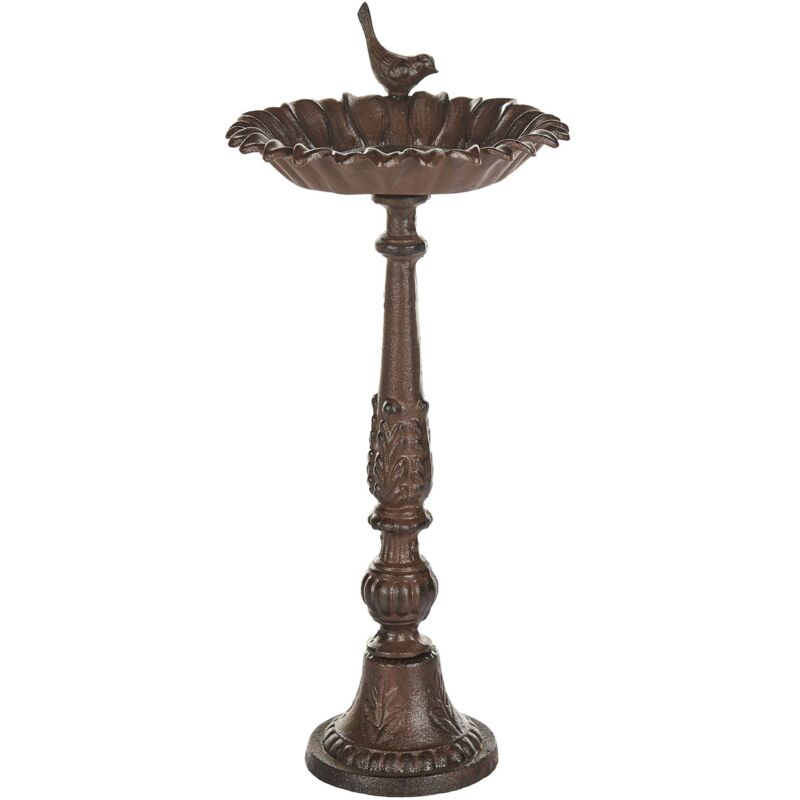 Beliani - Bain d'Oiseaux Extérieur Mangeoire Design Antique Vintage en Fer Marron Blackbird