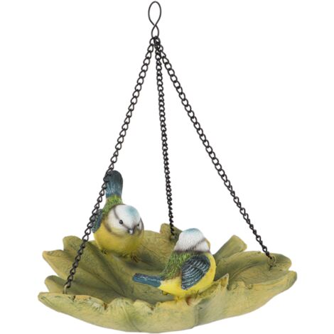 Bain d'oiseaux suspendu en forme de feuille avec oiseau - L 24 x L 18 x H 10,9 cm - Modèle aléatoire - Livraison gratuite