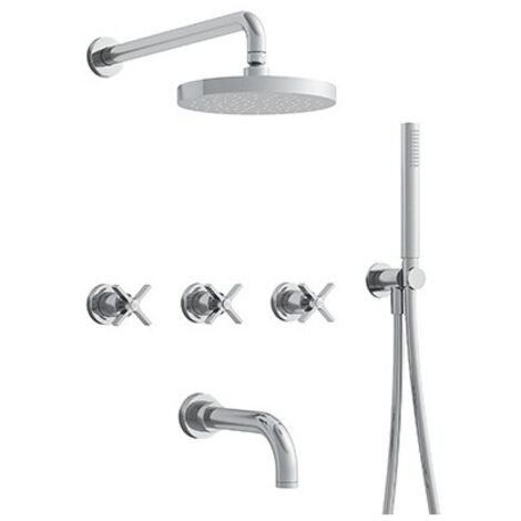 Bain/Douche Encastre 3 Sorties Cross Road Complet Chrome Robinetterie CROSS ROAD - CRISTINA ONDYNA CR11351