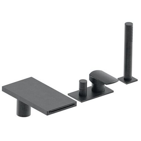 Bain Douche Mitigeur Complet Profilo Sur Gorge Chrome Noir Brosse Robinetterie PROFILO - CRISTINA ONDYNA PF18175