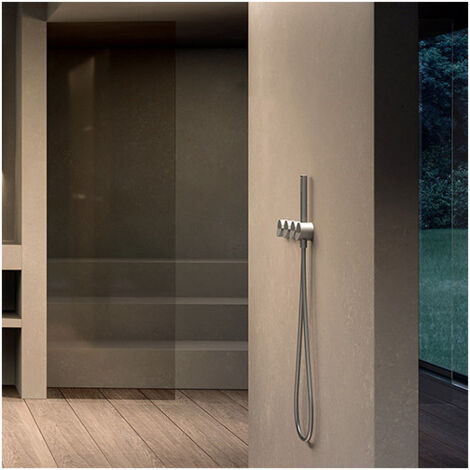 Bain Douche Mural 2 Sorties Chrome Noir Brosse Inox Pvd - CRISTINA ONDYNA PA16228