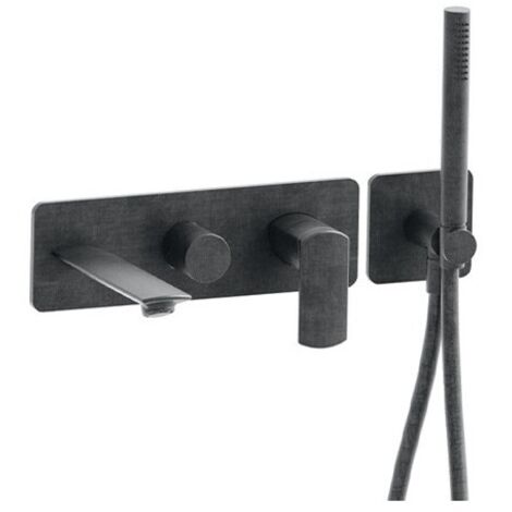 Bain Douche Mural Profilo Encastre 2 Sorties Chrome Noir Brosse Robinetterie PROFILO - CRISTINA ONDYNA PF10275